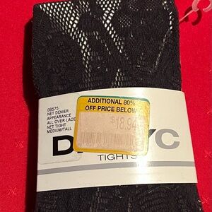 DKNY Black Floral Lace Tights